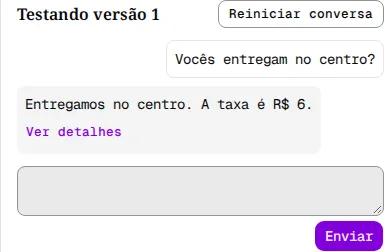 Playground com a pergunta Vocês entregam no centro e a resposta da Eva.
