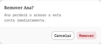 Janela Remover Ana com os botões Cancelar e Remover.