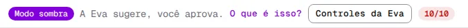 Cabeçalho de Conversas no modo sombra com o contador vermelho 10/10.